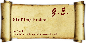 Giefing Endre névjegykártya